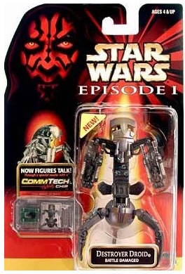 Star Wars Action Figure - Destroyer Droid - Battle Damaged - Episode 1 - with CommTech Chip