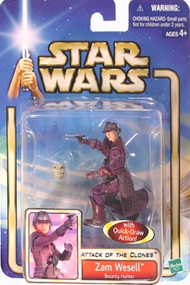 Star Wars Action Figures - Zam Wesell Bounty Hunter - with Quick-Draw Action