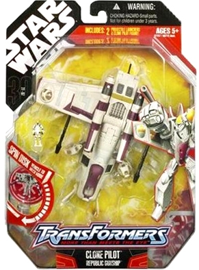 Star Wars Action Figure - Star Wars Transformers Clone Pilot Republic Gunship - 30th Anniversary
