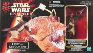 Star Wars Action Figure - Opee and Qui-Gon Jinn - with snapping Jaws - Episode 1 Playset