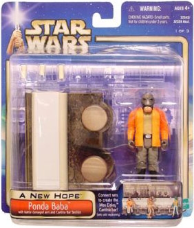 Star Wars Action Figure Playset - Ponda Baba with battle damaged arm and Cantina Bar Section - A New Hope - Saga Collection